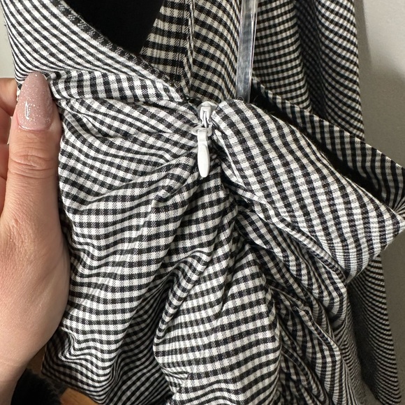House of CB Black & White Checkered Draped Mini Halter Dress - Picture 3 of 6